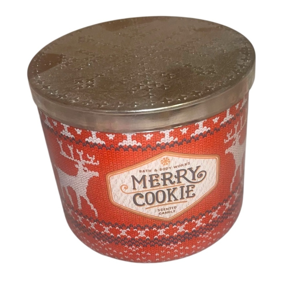 MERRY COOKIE Bath & Body Works 3 Wick Candle Sweater Design 14.5 Oz Large NEW